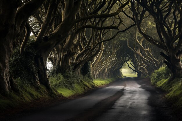 large trees overhanging the road