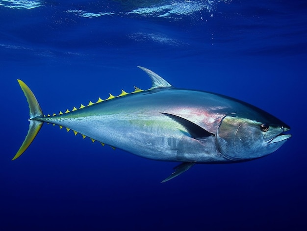 Photo a large tuna in deep sea