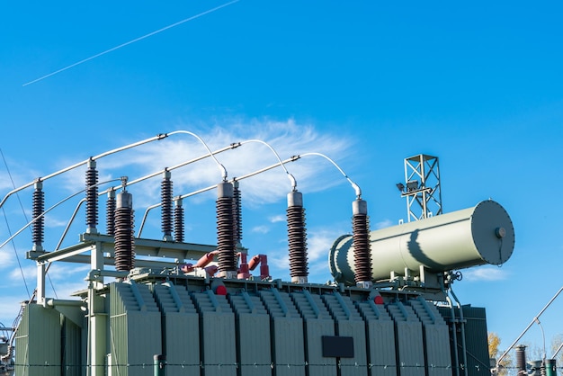 Large voltage transformer at a power station