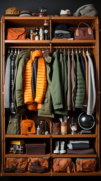 Photo large wardrobe filled with various clothing and accessories