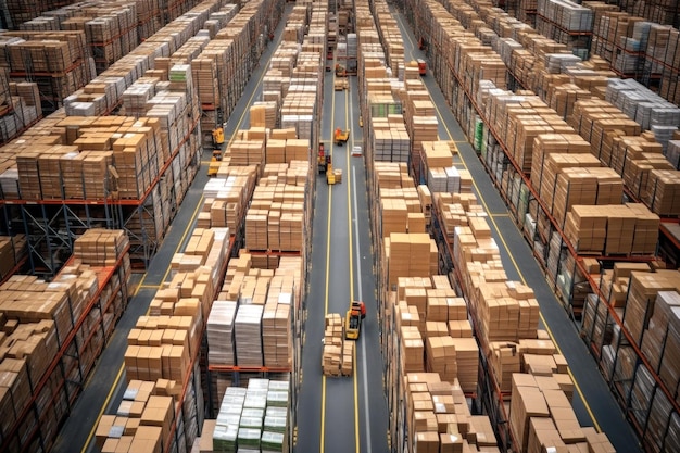 A large warehouse filled with lots of boxes