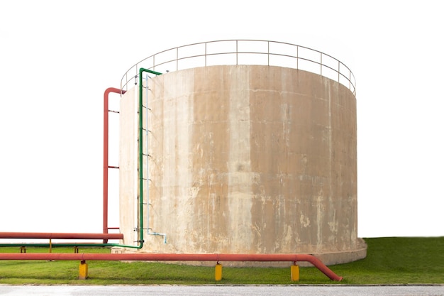 Large water tank for fire fighting in industrial process on white backgroundsafety first