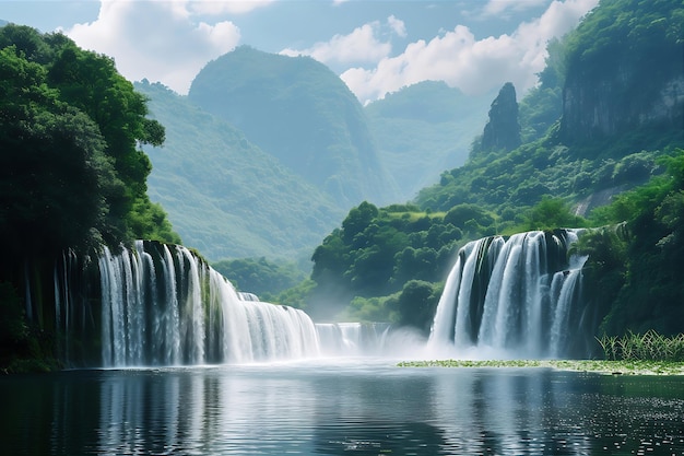 Large Waterfall Over Body of Water