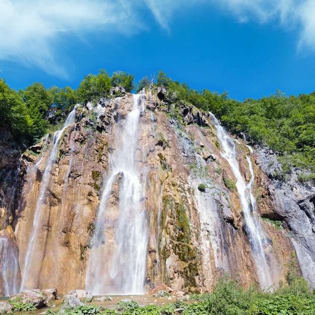 Large waterfall in Plitvice Lakes National Park Croatia