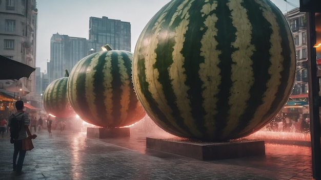 large watermelon on the side of the city street