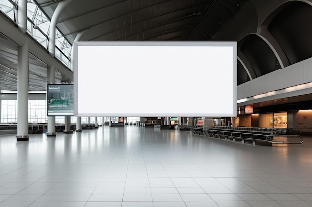 A large white billboard in an airport