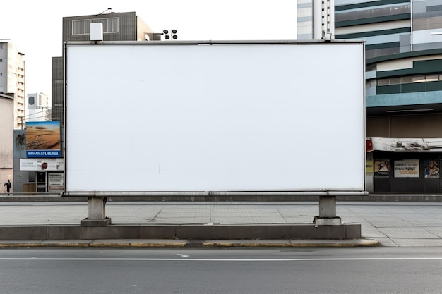 A large white billboard on a street