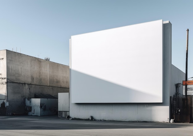 A large white billboard with a blue sky behind it.