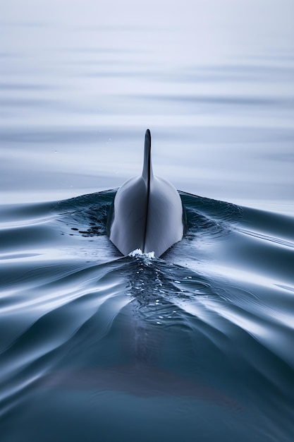 Foto un grande uccello bianco che galleggia sopra un corpo d'acqua