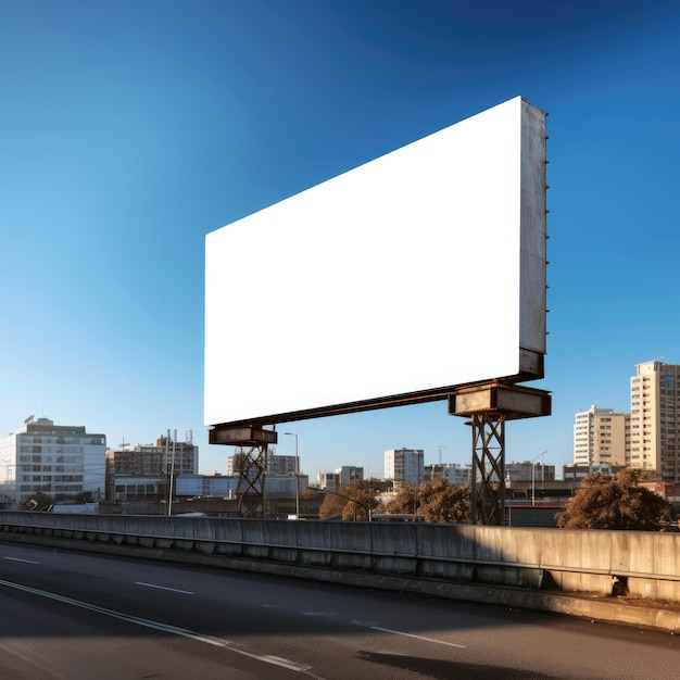 Large white blank billboard displayed on the outdoor