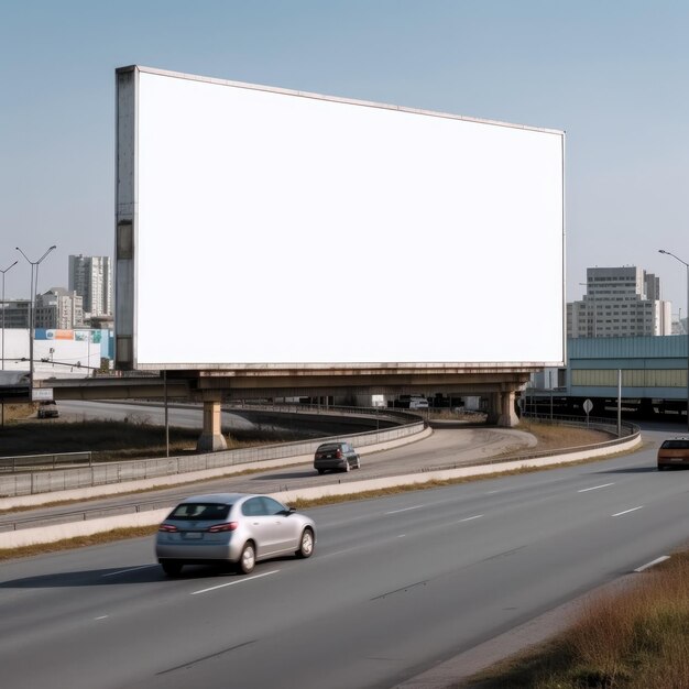 Large white blank billboard displayed on the outdoor