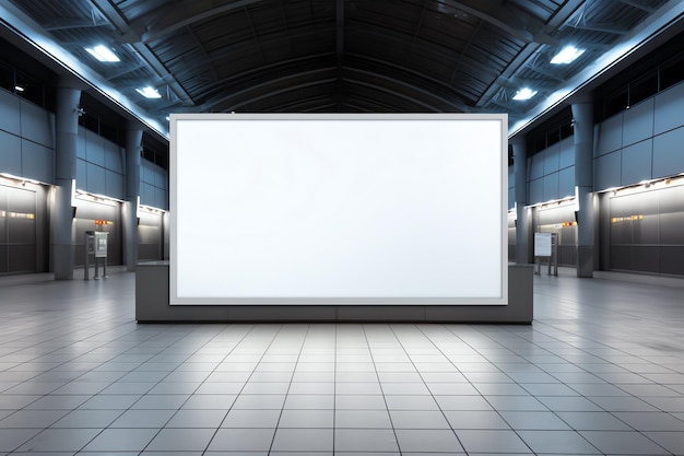 A large white board in a building