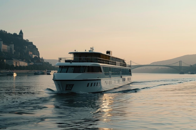 A large white boat on a body of water