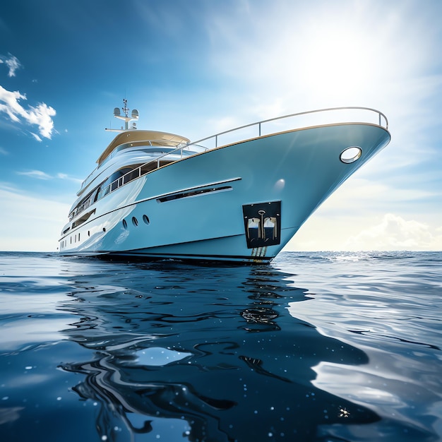 A large white boat in the water