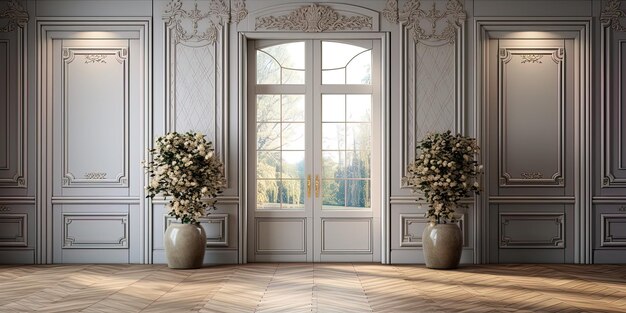 Photo a large white door with a large window that says  the name  on it