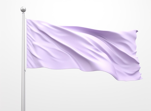 Large white flag on a flagpole isolated on white