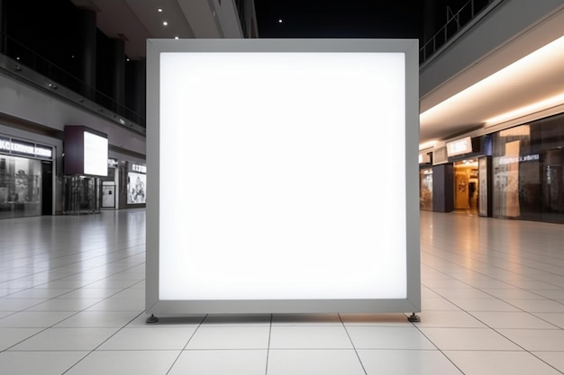 A large white led light in a mall