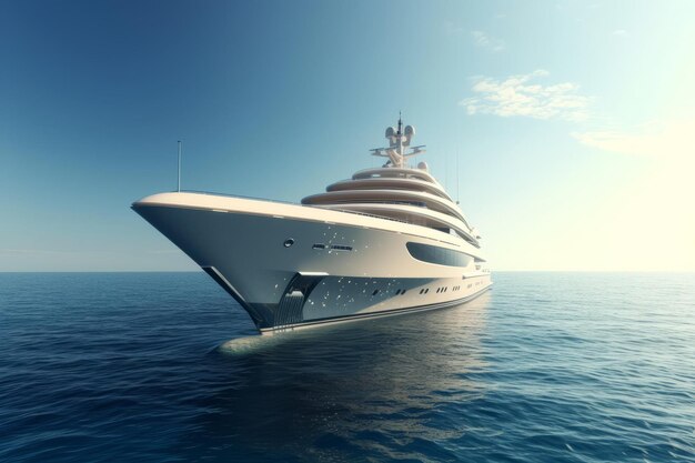 Photo a large white luxury yacht is cruising on the open ocean