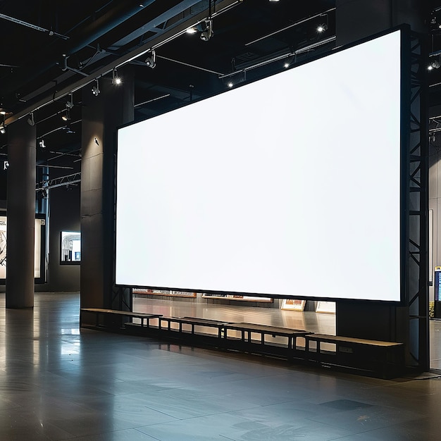 Photo a large white screen is in a large room with a large white screen