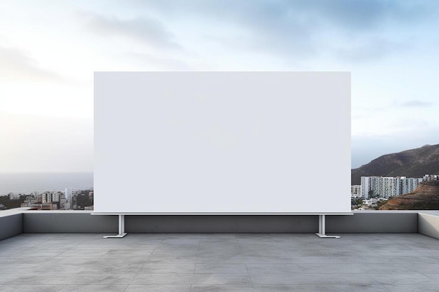 a large white screen is on the roof of a building