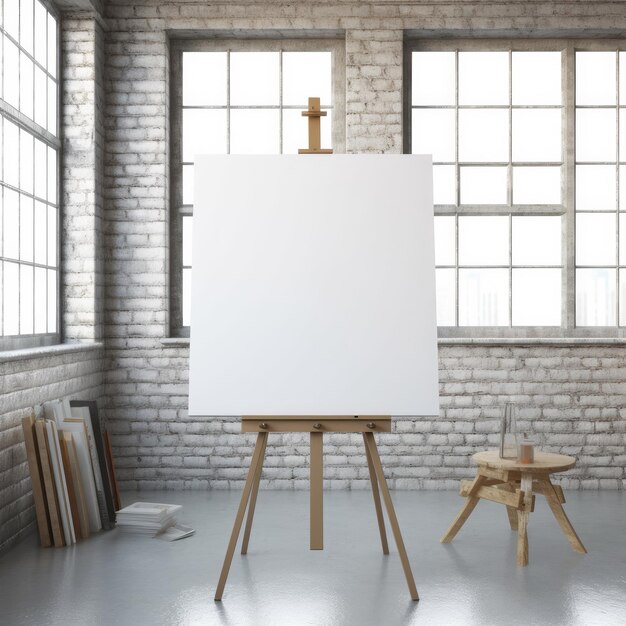 A large white sheet of paper on an easel