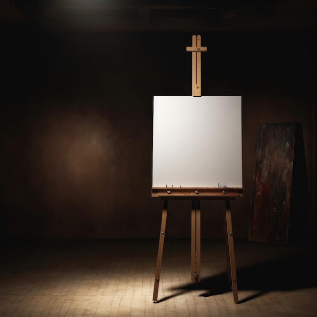 Photo a large white sheet of paper on an easel