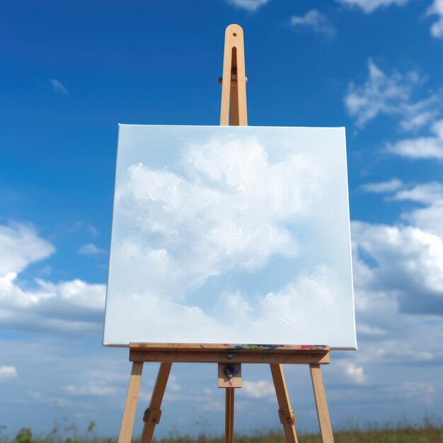 Photo a large white sheet of paper on an easel