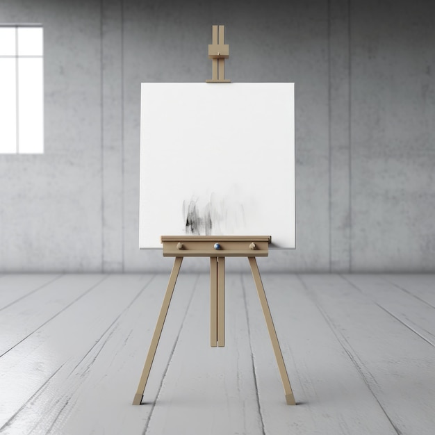 Photo a large white sheet of paper on an easel