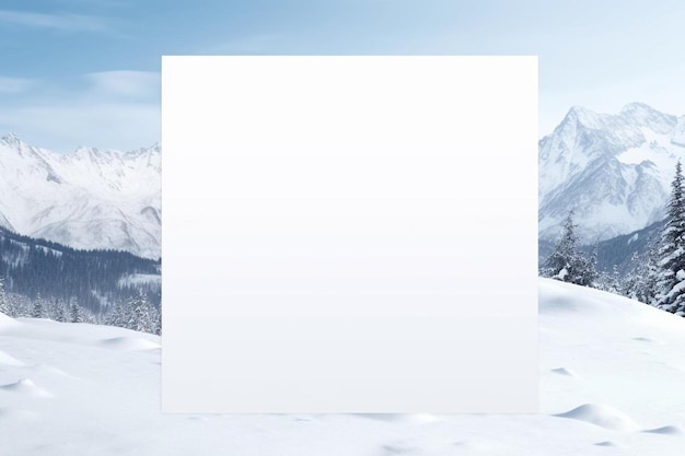 a large white sheet of paper in the snow
