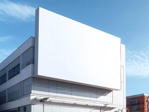 A large white sign on a building