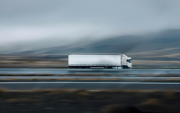 Photo a large white truck is on the side of a road