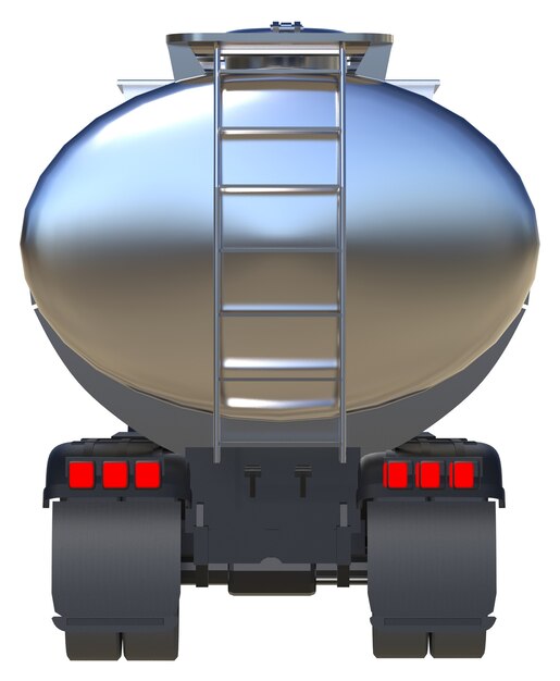 Large white truck tanker with a polished metal trailer. Views from all sides. 3d illustration.