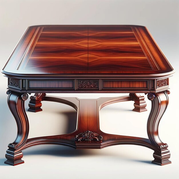 A large wooden classic table on a white background