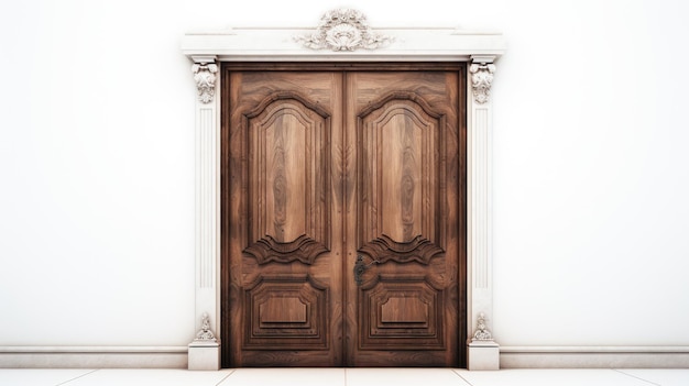 a large wooden door with a large wooden frame.