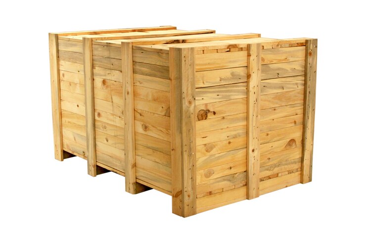 Photo large wooden shipping box