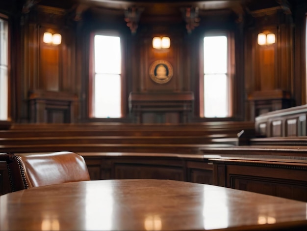 A large wooden table with a sign that says  the name of the church