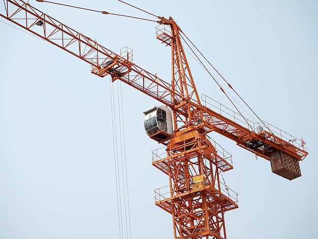 Large yellow crane tower for building or large industrial building