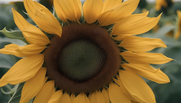 Photo a large yellow sunflower with a brown center