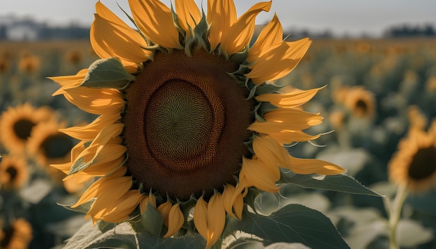 Photo a large yellow sunflower with a large center