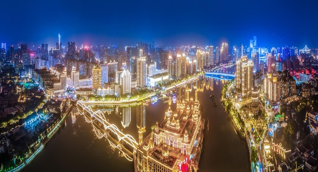 Largeformat aerial photography of Fuzhou city night scene