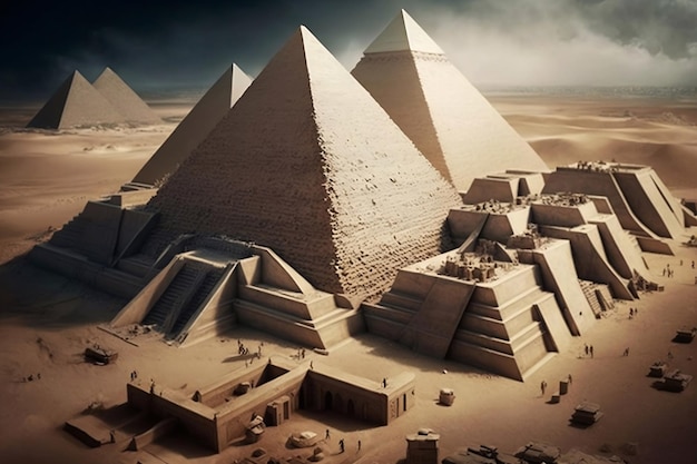 The largescale construction of the pyramids can be seen from above