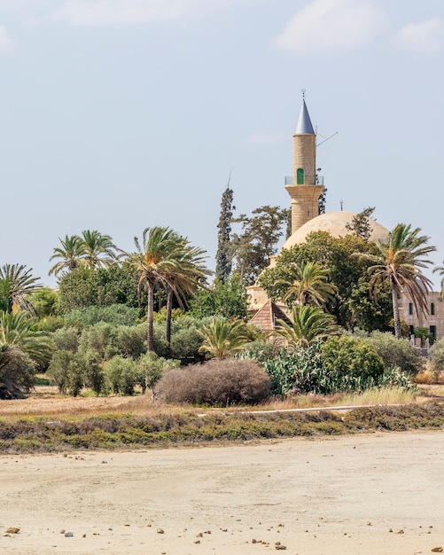 Photo larnaka hala sultan tekke and dried out salt lake in cyprus