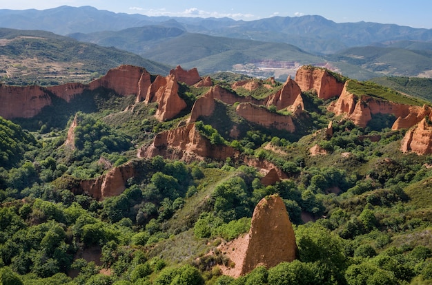 Las Medulas landscape. Ancient roman gold mines in Leon, Spain.