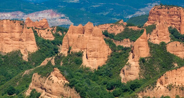 Las Medulas, oude Romeinse goudmijnen in Leon, Castilla y Leon. Spanje. Panoramische fotografie