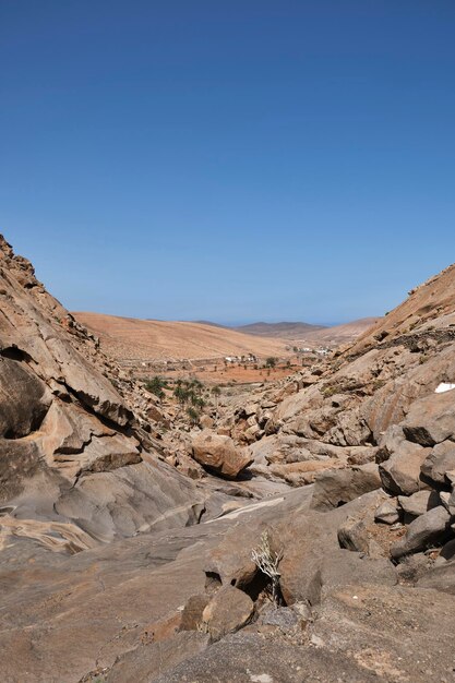 Photo las peitas ravine in fuerteventura desert landscape