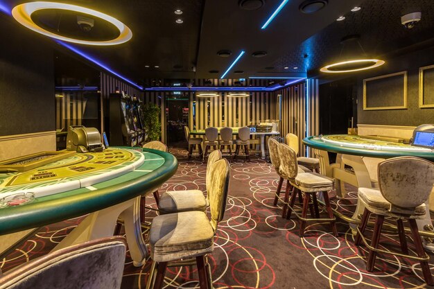 LAS VEGAS USA MAY 2017 interior of elite luxury vip casino with poker tables