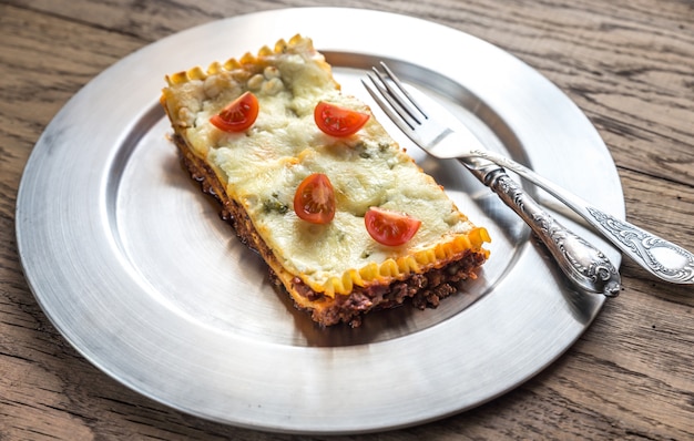 Lasagna on the metal plate