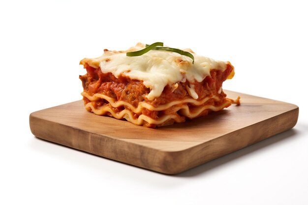 Lasagna Served on a Board on a Transparent Background AI