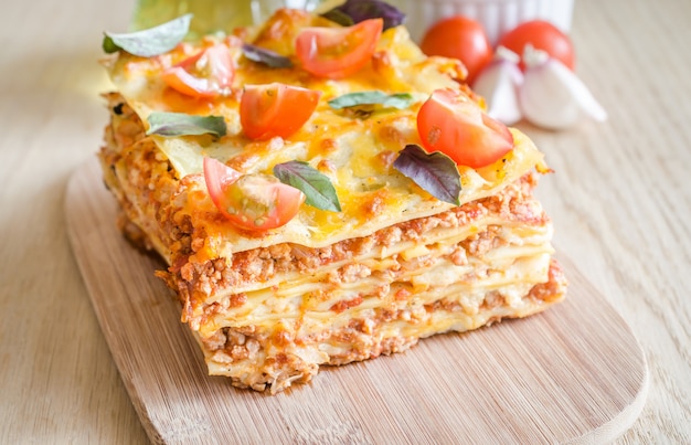 Lasagna with cherry tomatoes