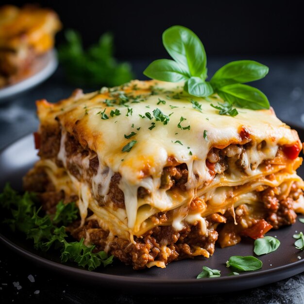 Lasagna with mince beef meat and tomato bolognese